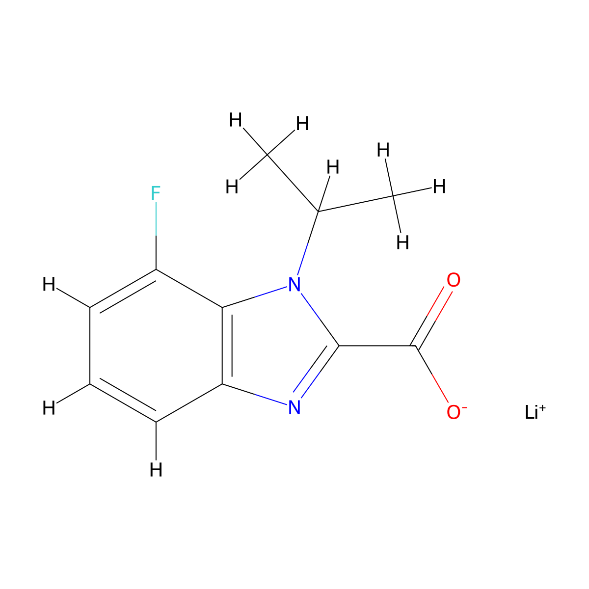 Lithium 7-fluoro-1-isopropyl-1H-benzo[d]imidazole-2-carboxylate molecular structure, CAS 2197061-83-7