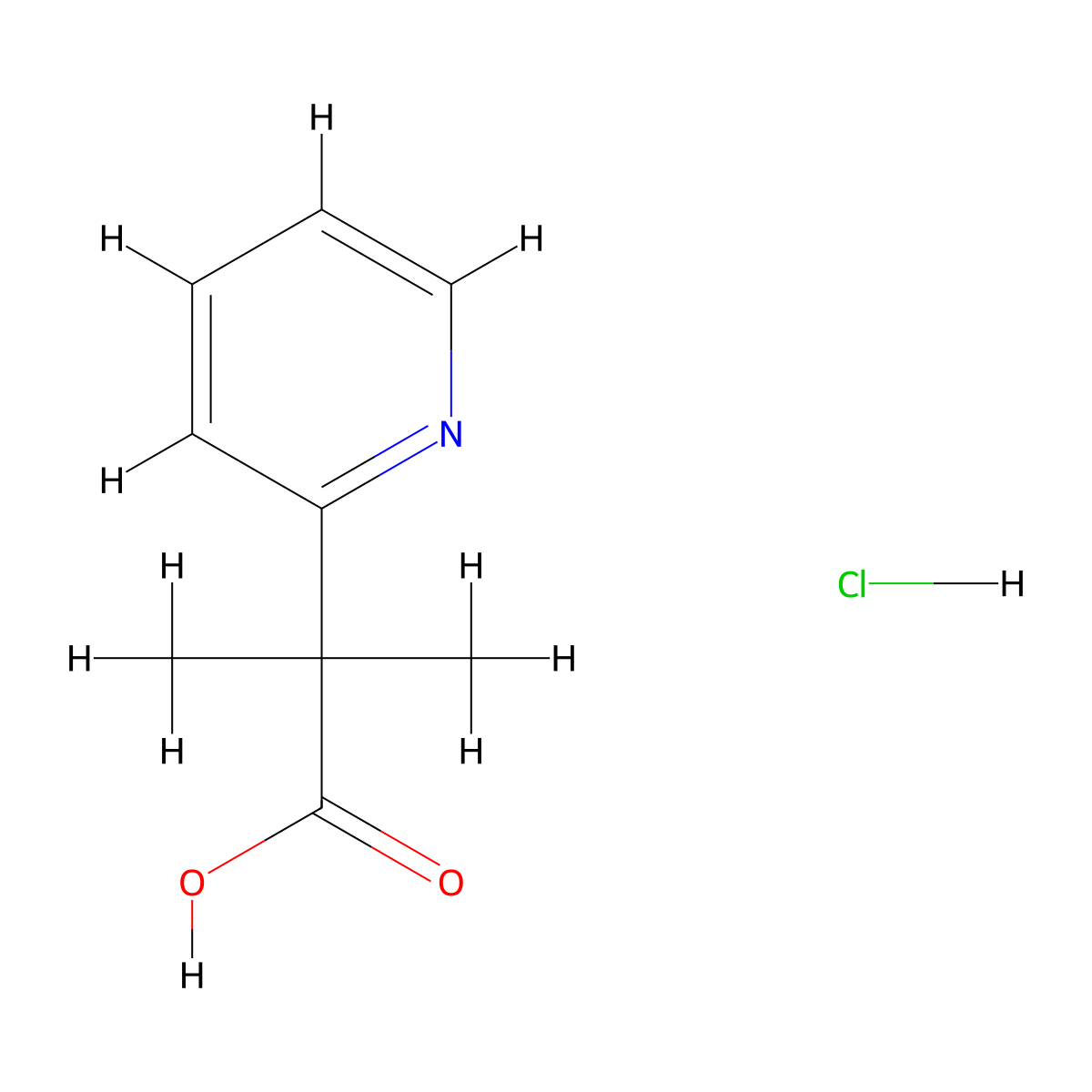 2-Methyl-2-(pyridin-2-YL)propanoic acid hydrochloride molecular structure, CAS 2197061-88-2