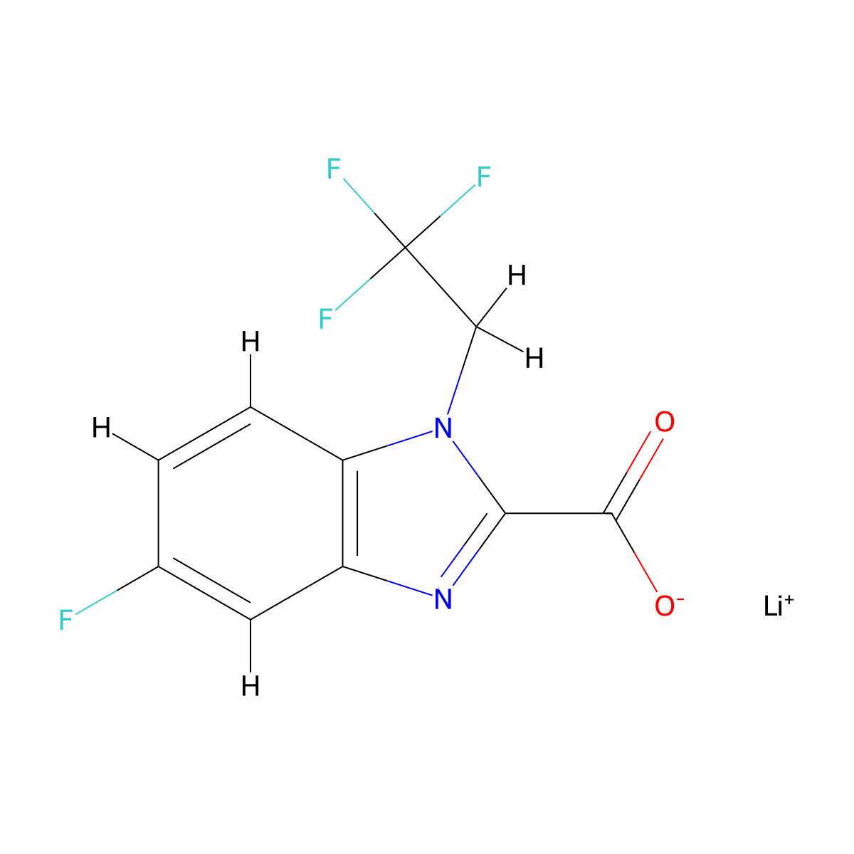 Lithium 5-fluoro-1-(2,2,2-trifluoroethyl)-1H-benzo[d]imidazole-2-carboxylate molecular structure, CAS 2197061-97-3