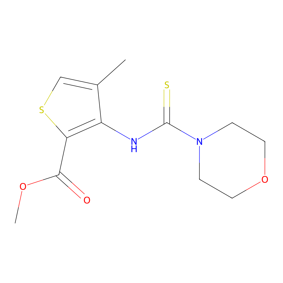 Methyl 4-methyl-3-[(morpholin-4-ylcarbonothioyl)amino]thiophene-2-carboxylate molecular structure, CAS 2197061-98-4