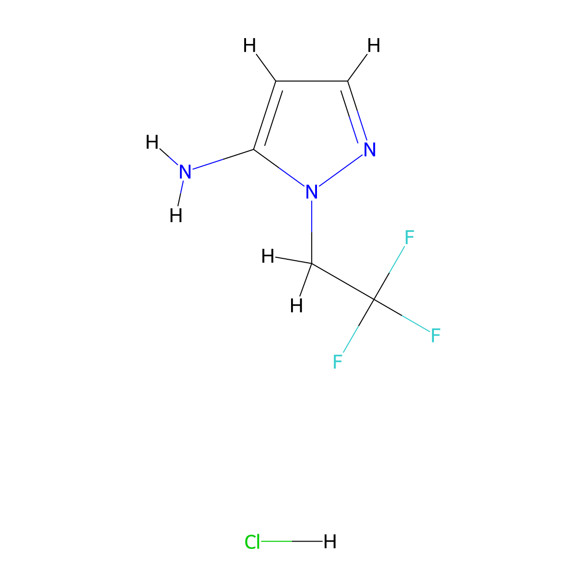 1-(2,2,2-trifluoroethyl)-1H-pyrazol-5-amine hydrochloride molecular structure, CAS 2197061-99-5
