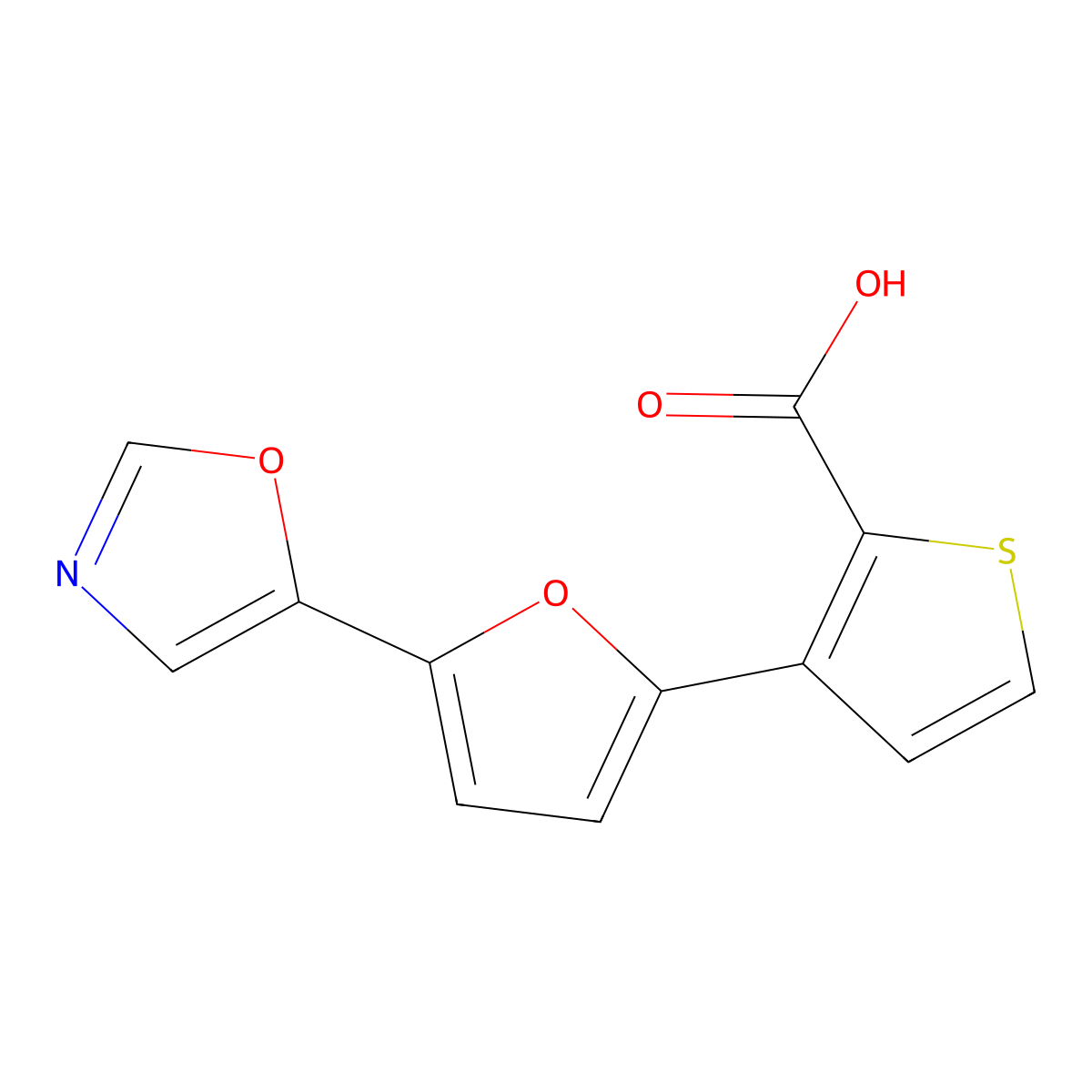 3-[5-(1,3-Oxazol-5-yl)furan-2-yl]thiophene-2-carboxylic acid molecular structure, CAS 2197062-01-2