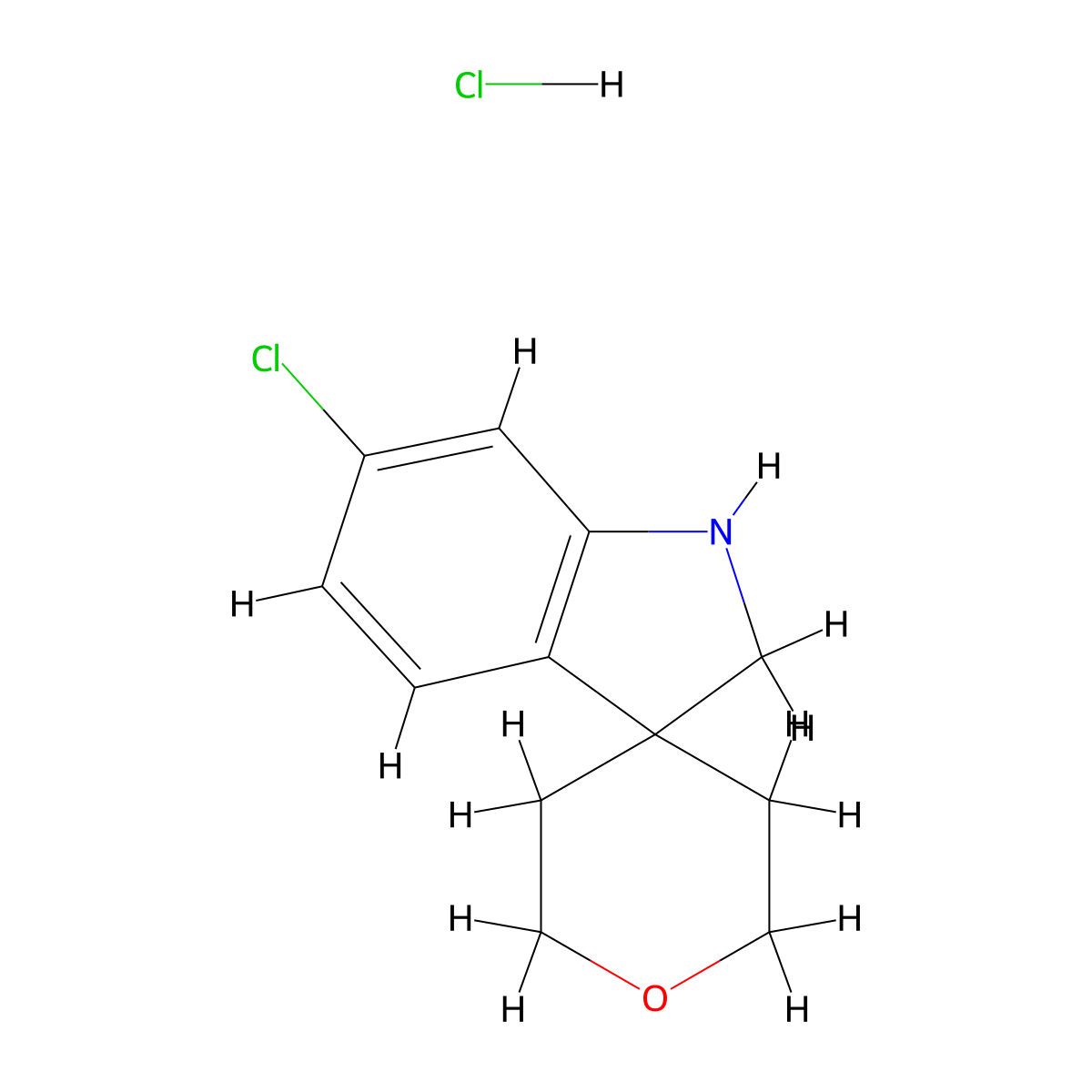 6-Chloro-1,2-dihydrospiro[indole-3,4'-oxane] hydrochloride molecular structure, CAS 2197062-03-4
