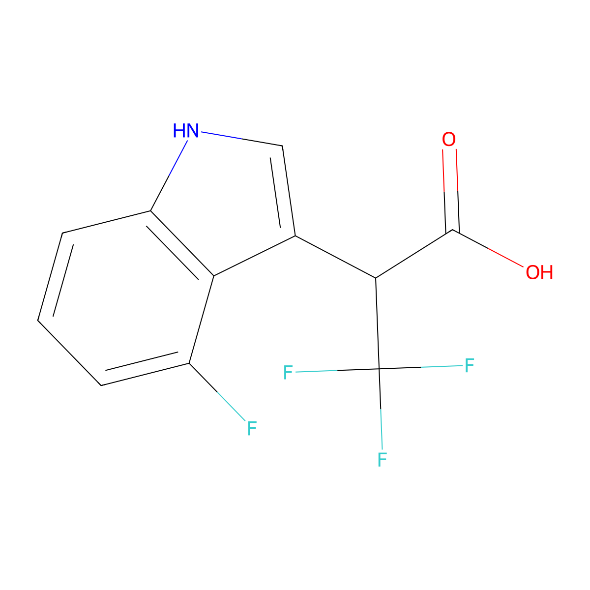 3,3,3-Trifluoro-2-(4-fluoro-1H-indol-3-YL)propanoic acid molecular structure, CAS 2197062-04-5