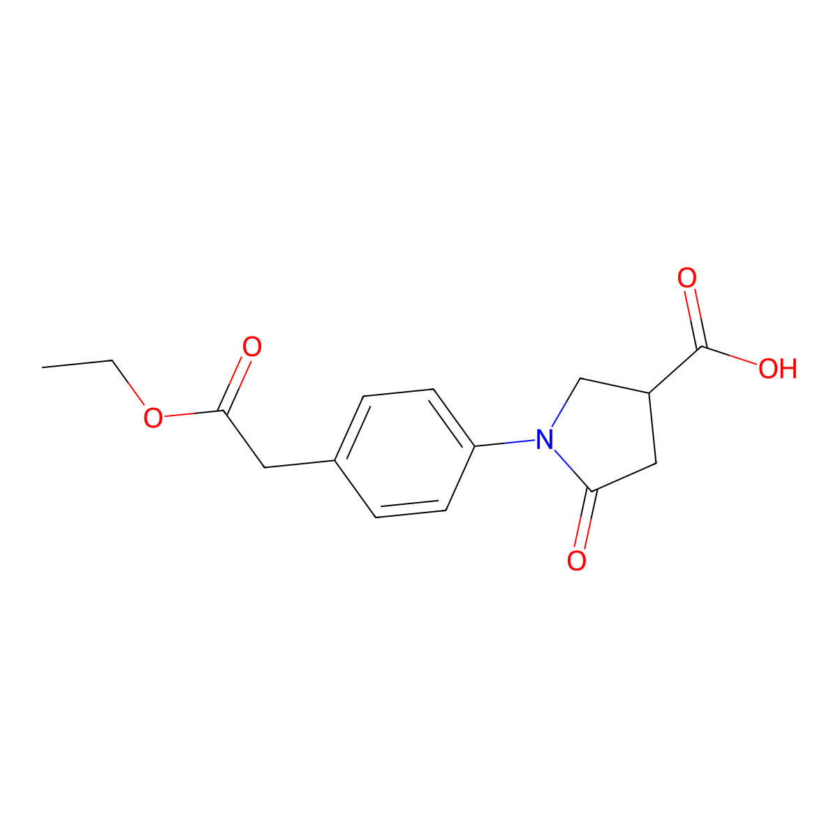 1-[4-(2-Ethoxy-2-oxoethyl)phenyl]-5-oxopyrrolidine-3-carboxylic acid molecular structure, CAS 2197062-09-0