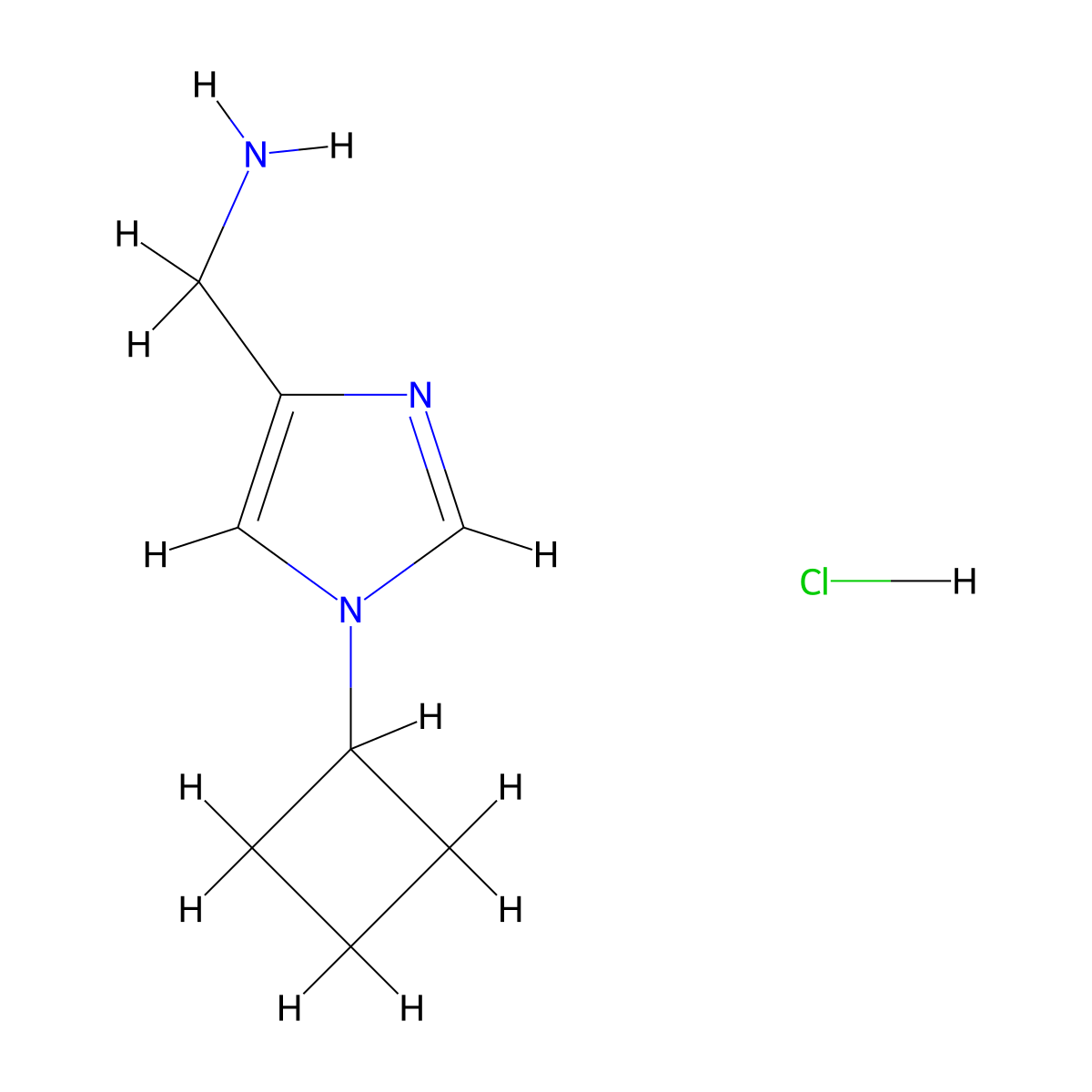 (1-Cyclobutyl-1H-imidazol-4-yl)methanamine hydrochloride molecular structure, CAS 2197062-12-5