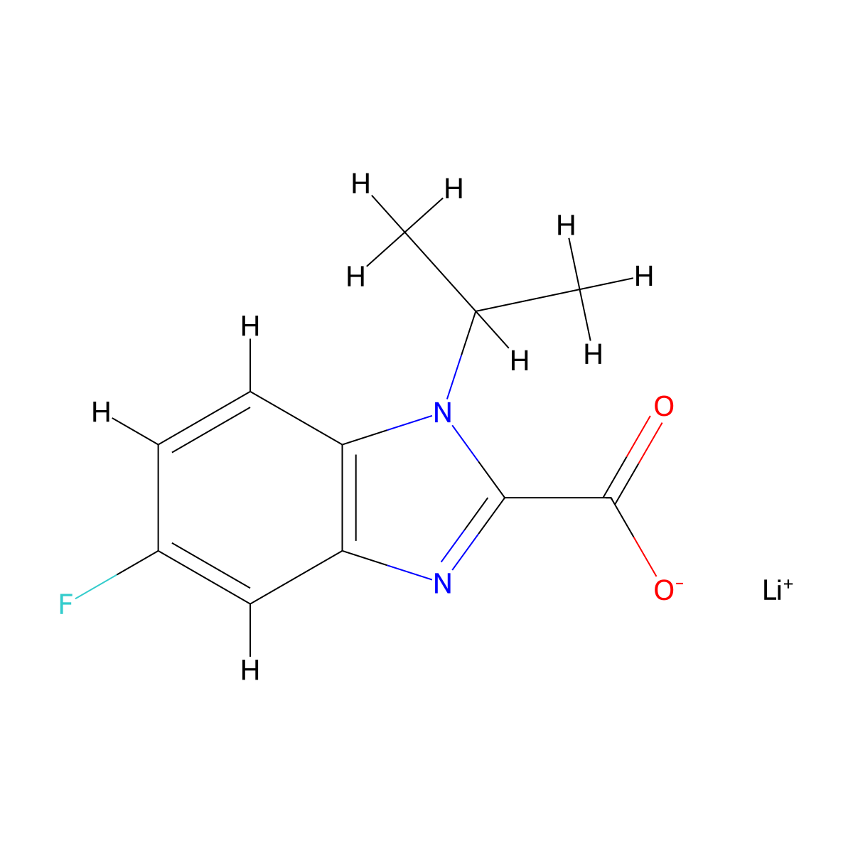 Lithium 5-fluoro-1-isopropyl-1H-benzo[d]imidazole-2-carboxylate molecular structure, CAS 2197062-14-7