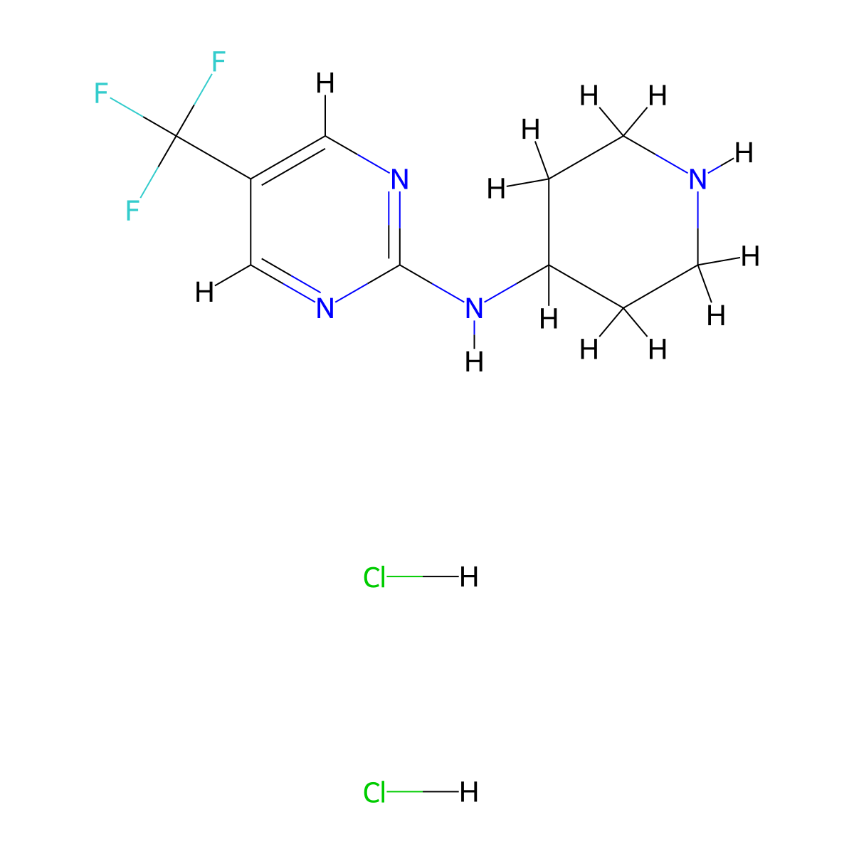 N-(Piperidin-4-YL)-5-(trifluoromethyl)pyrimidin-2-amine dihydrochloride molecular structure, CAS 2197062-16-9