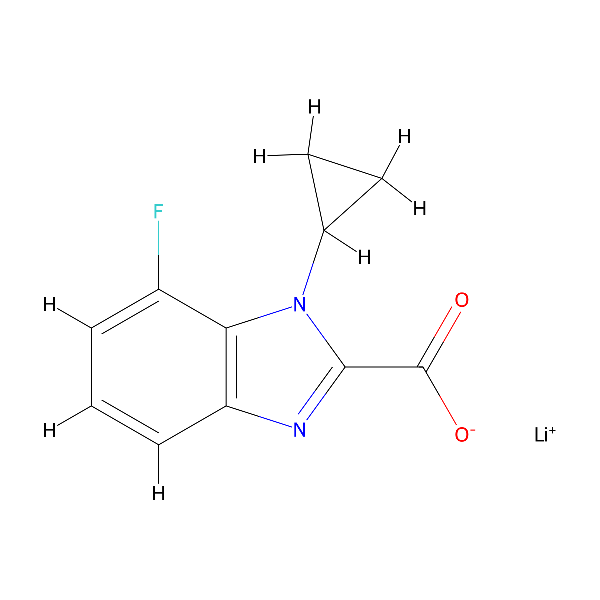Lithium 1-cyclopropyl-7-fluoro-1H-benzo[d]imidazole-2-carboxylate molecular structure, CAS 2197062-19-2