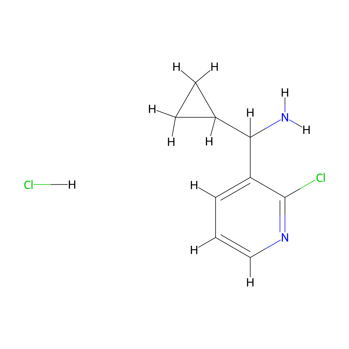 (2-Chloropyridin-3-yl)(cyclopropyl)methanamine hydrochloride molecular structure, CAS 2197062-22-7