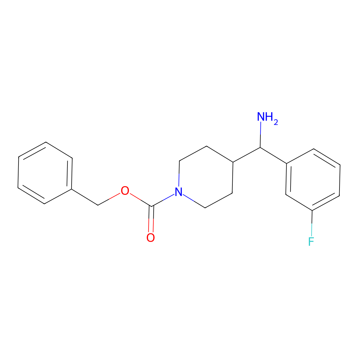 Benzyl 4-[amino(3-fluorophenyl)methyl]piperidine-1-carboxylate molecular structure, CAS 2197062-25-0