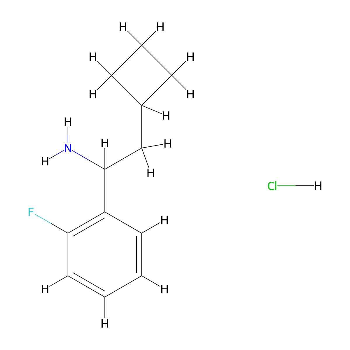 2-Cyclobutyl-1-(2-fluorophenyl)ethanamine hydrochloride molecular structure, CAS 2197062-38-5