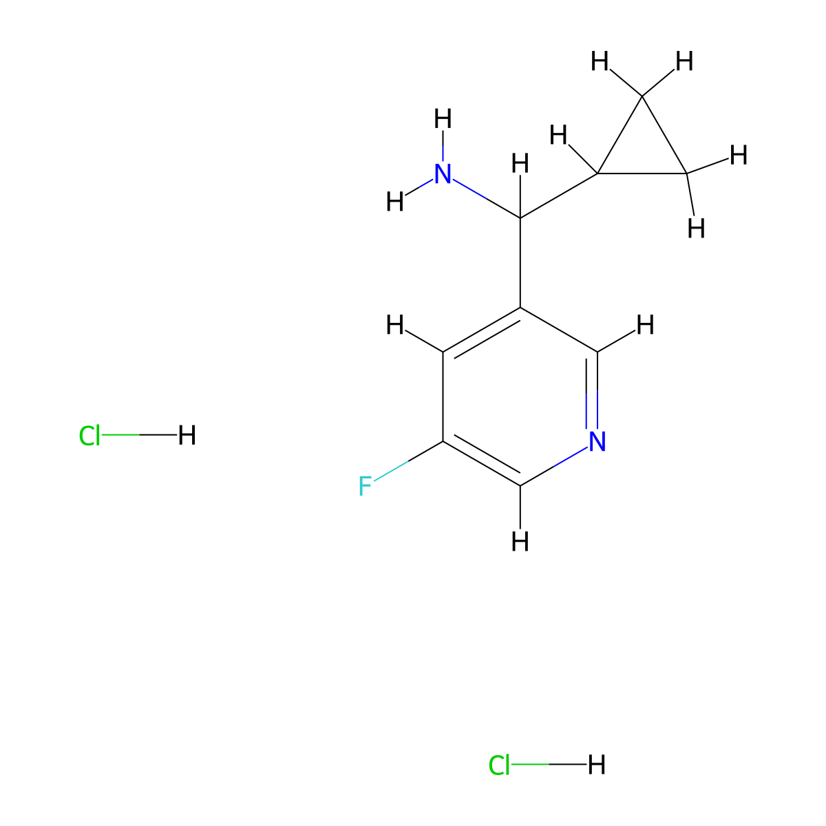 Cyclopropyl(5-fluoropyridin-3-yl)methanamine dihydrochloride molecular structure, CAS 2197062-39-6