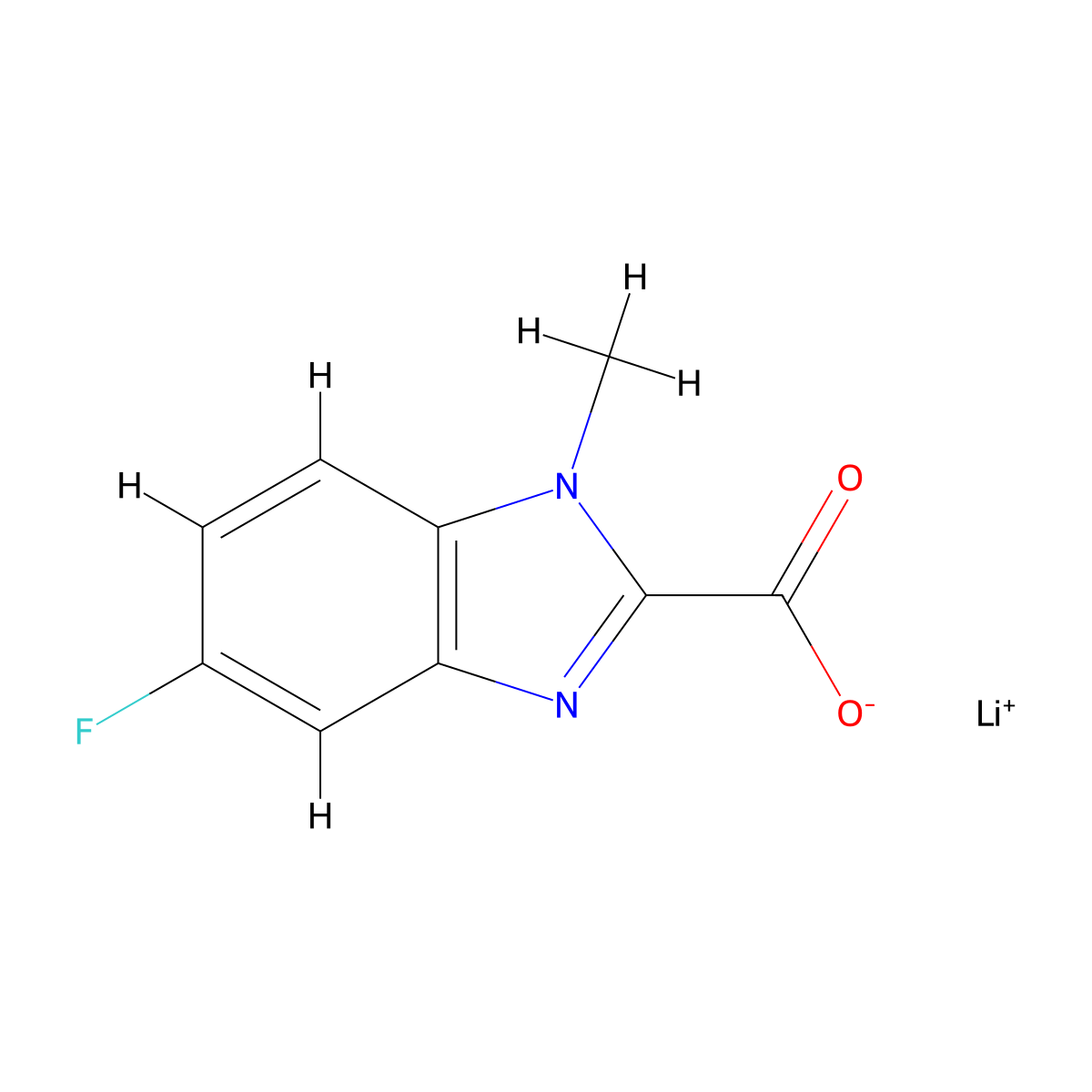 Lithium 5-fluoro-1-methyl-1H-benzo[d]imidazole-2-carboxylate molecular structure, CAS 2197062-40-9