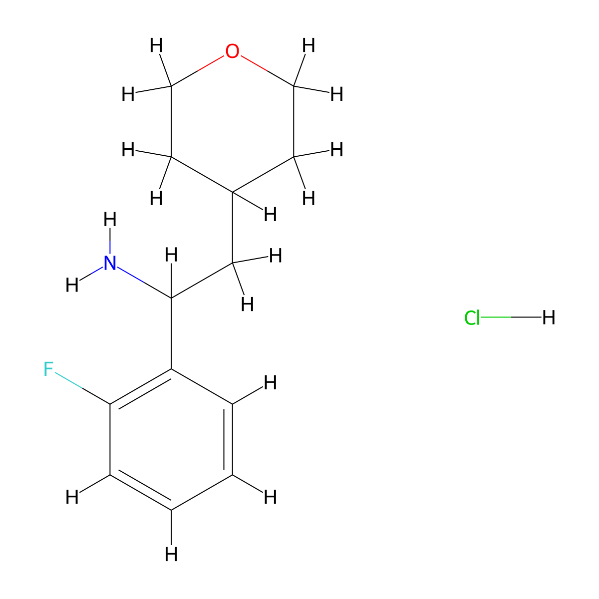 1-(2-Fluorophenyl)-2-(tetrahydro-2H-pyran-4-yl)ethanamine hydrochloride molecular structure, CAS 2197062-43-2