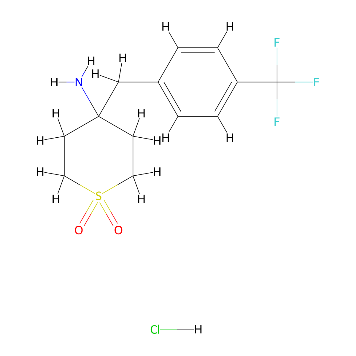 4-Amino-4-{[4-(trifluoromethyl)phenyl]methyl}-1lambda(6)-thiane-1,1-dione hydrochloride molecular structure, CAS 2197062-45-4