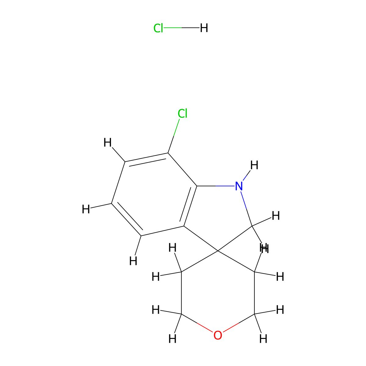 7-Chloro-1,2-dihydrospiro[indole-3,4'-oxane] hydrochloride molecular structure, CAS 2197062-49-8