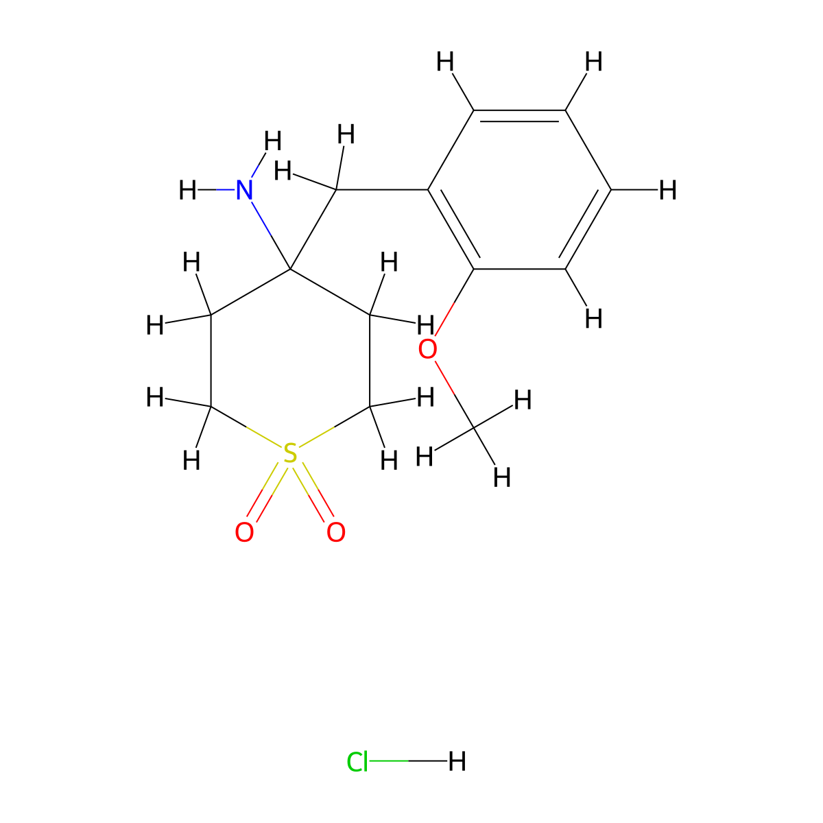 4-Amino-4-[(2-methoxyphenyl)methyl]-1lambda(6)-thiane-1,1-dione hydrochloride molecular structure, CAS 2197062-55-6
