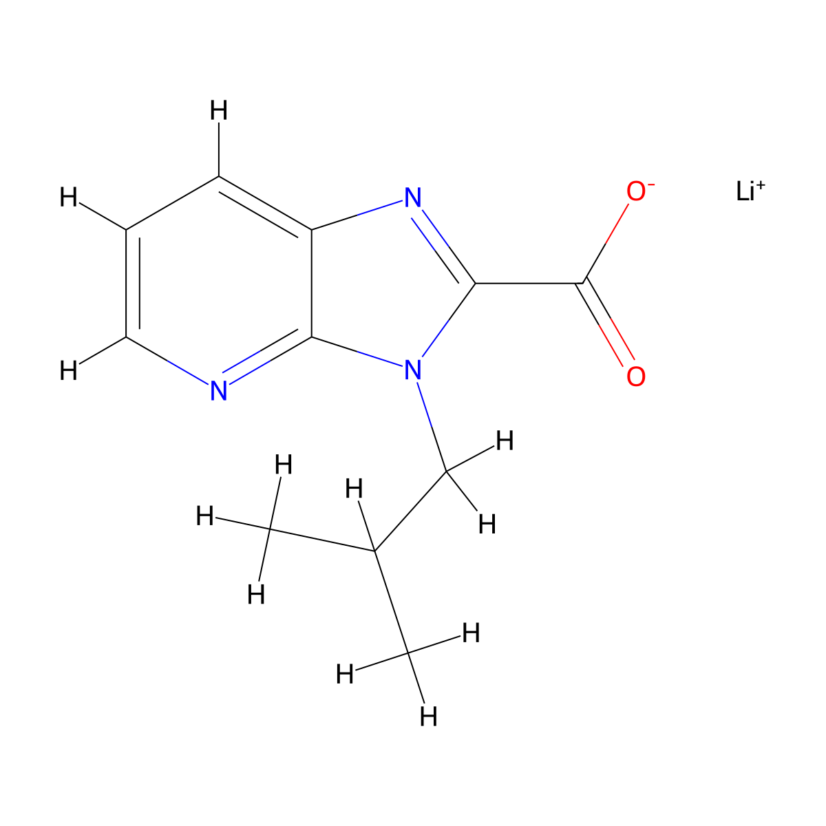 Lithium 3-isobutyl-3H-imidazo[4,5-b]pyridine-2-carboxylate molecular structure, CAS 2197062-56-7