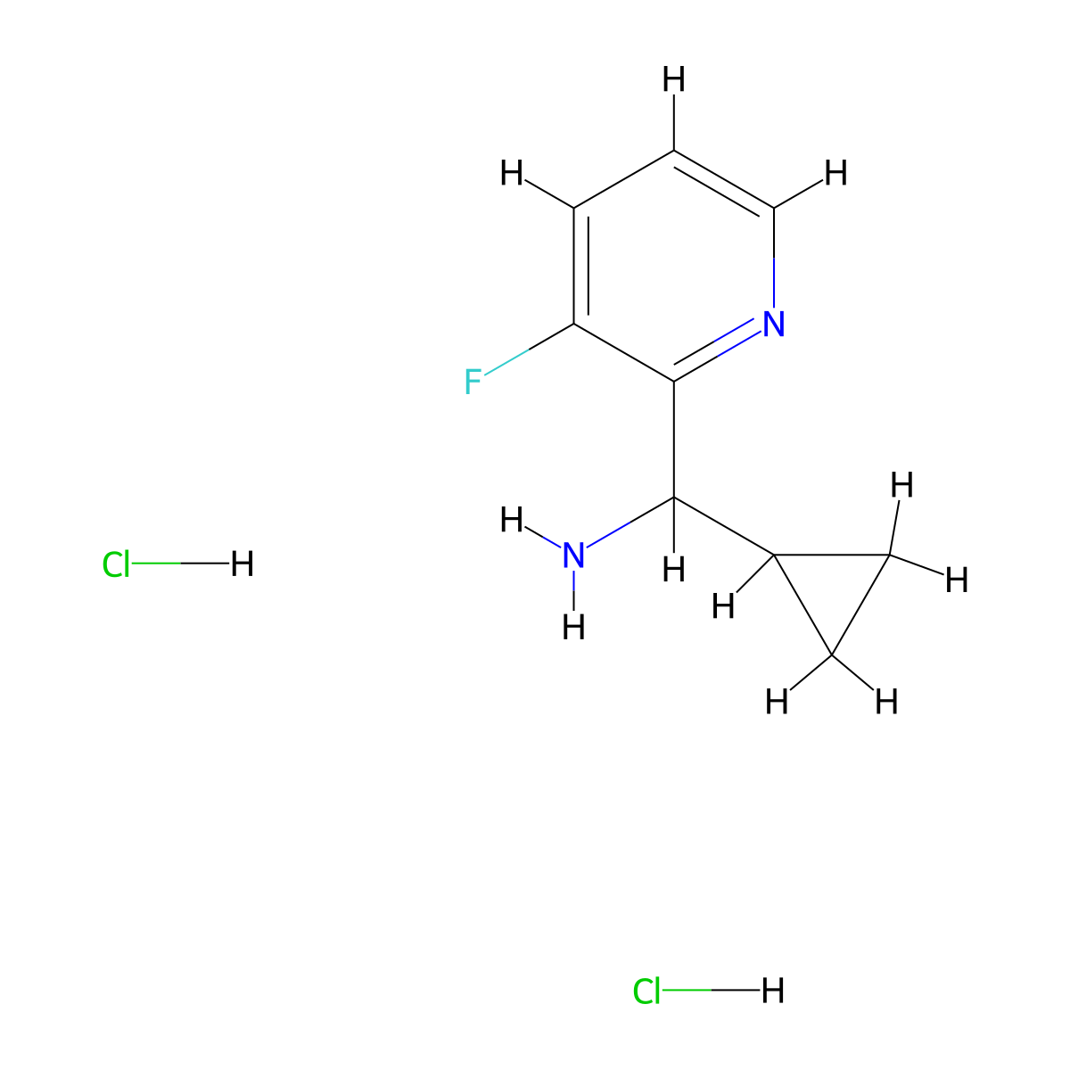 Cyclopropyl(3-fluoropyridin-2-yl)methanamine dihydrochloride molecular structure, CAS 2197062-62-5