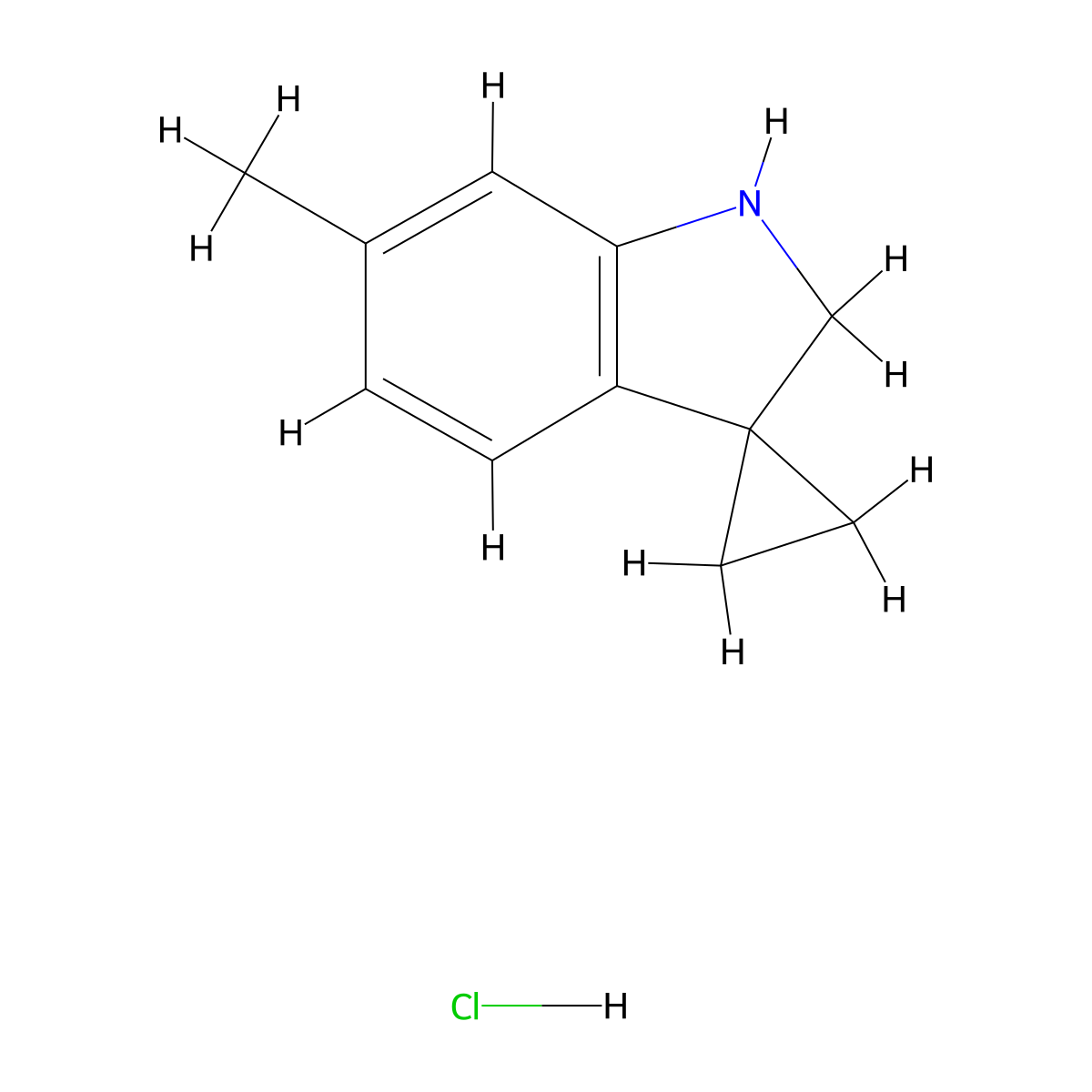 6'-Methyl-1',2'-dihydrospiro[cyclopropane-1,3'-indole] hydrochloride molecular structure, CAS 2197062-63-6