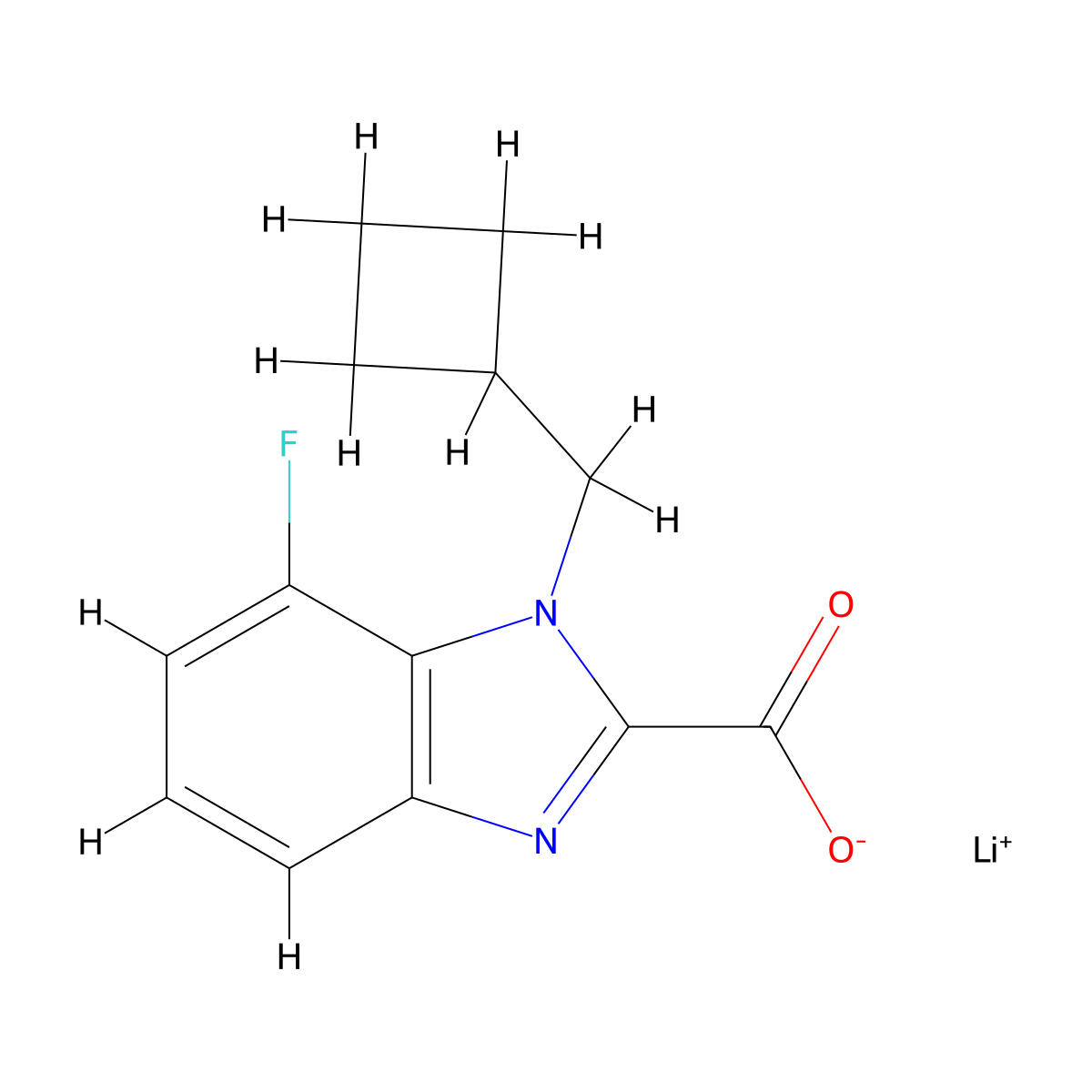 Lithium 1-(cyclobutylmethyl)-7-fluoro-1H-benzo[d]imidazole-2-carboxylate molecular structure, CAS 2197062-65-8