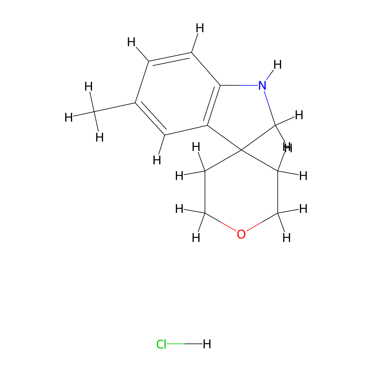 5-Methyl-1,2-dihydrospiro[indole-3,4'-oxane] hydrochloride molecular structure, CAS 2197062-67-0
