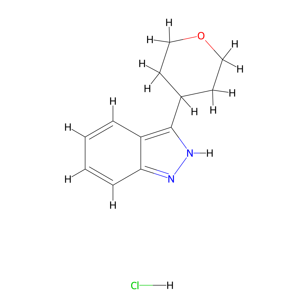 3-(Tetrahydro-2H-pyran-4-yl)-1H-indazole hydrochloride molecular structure, CAS 2197062-69-2