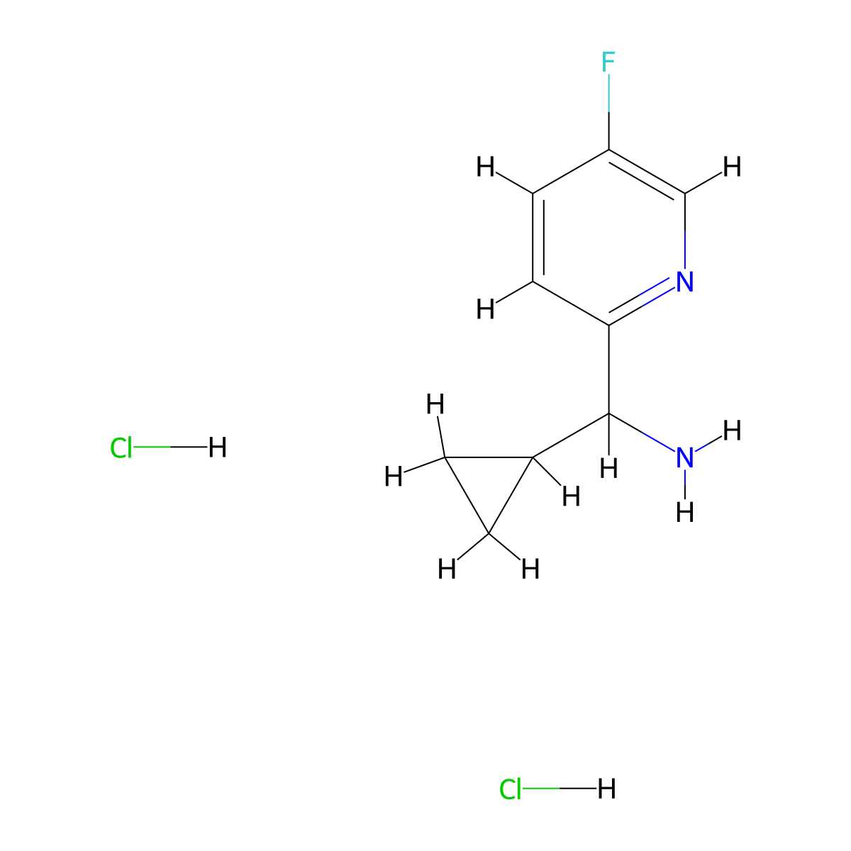 Cyclopropyl(5-fluoropyridin-2-yl)methanamine dihydrochloride molecular structure, CAS 2197062-72-7