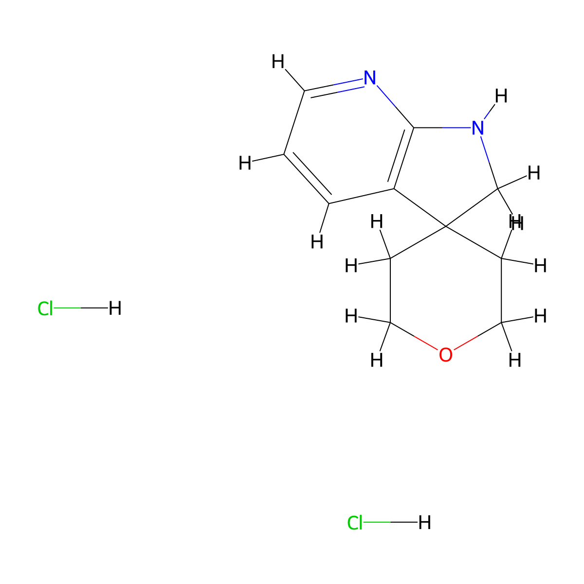 2',3'-Dihydrospiro{oxane-4,1'-pyrrolo[2,3-b]pyridine}dihydrochloride molecular structure, CAS 2197062-77-2