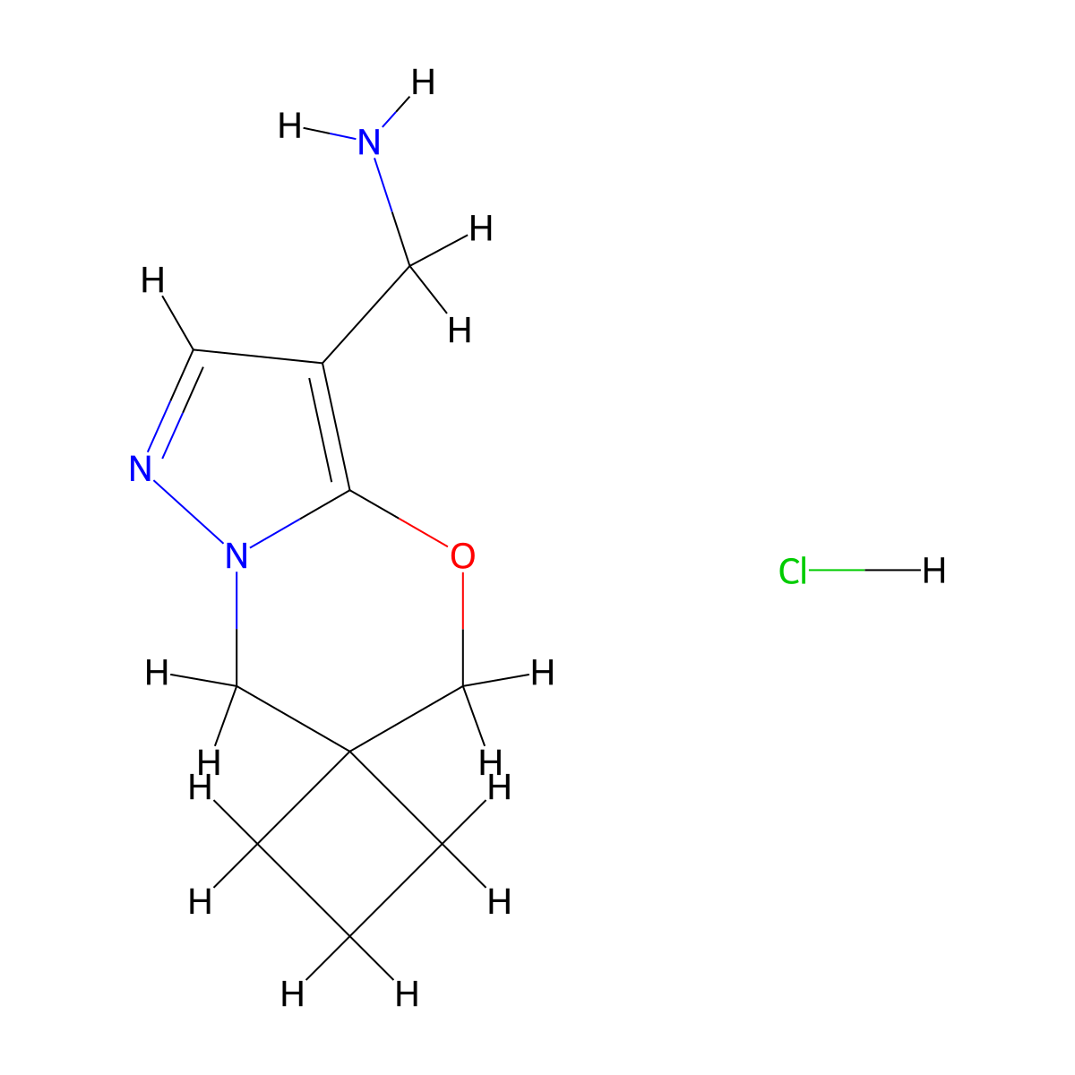 1',3'-Dihydrospiro{cyclobutane-1,2'-pyrazolo[3,2-b][1,3]oxazine}-5'-ylmethanamine hydrochloride molecular structure, CAS 2197062-85-2
