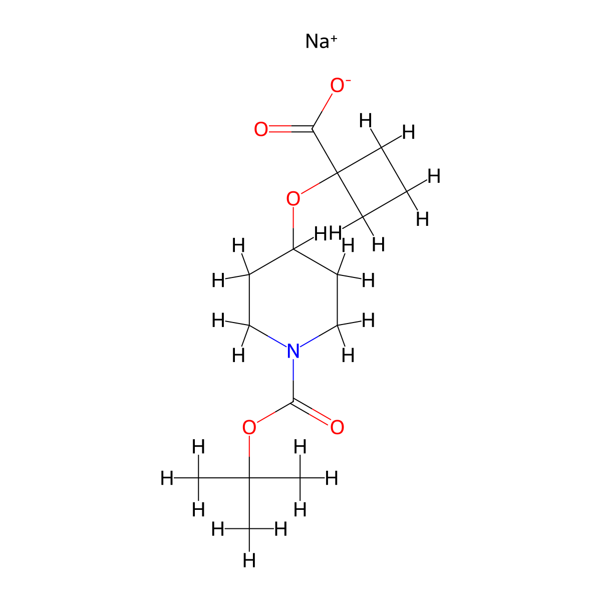 Sodium 1-[1-(tert-butoxycarbonyl)piperidin-4-yloxy]cyclobutanecarboxylate molecular structure, CAS 2197062-88-5