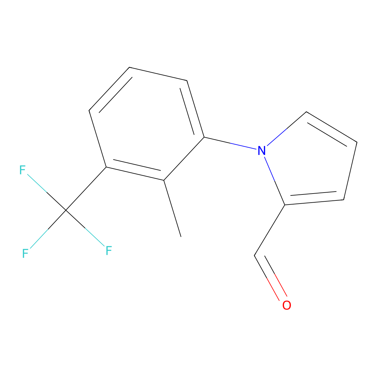 1-[2-methyl-3-(trifluoromethyl)phenyl]-1H-pyrrole-2-carbaldehyde molecular structure, CAS 2197063-05-9