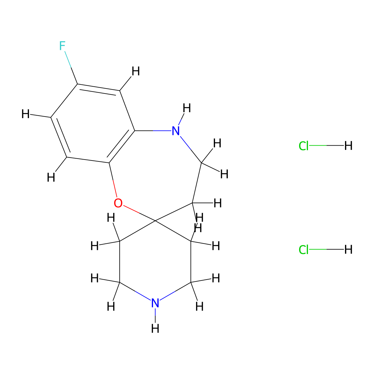 7-Fluoro-4,5-dihydro-3H-spiro[1,5-benzoxazepine-2,4'-piperidine]dihydrochloride molecular structure, CAS 2197063-06-0