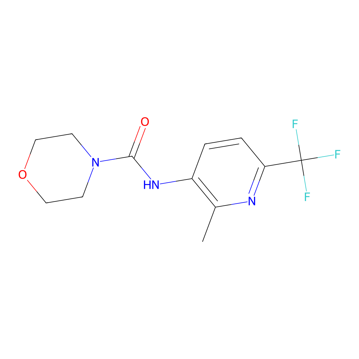 N-[2-methyl-6-(trifluoromethyl)pyridin-3-yl]morpholine-4-carboxamide molecular structure, CAS 2197063-30-0