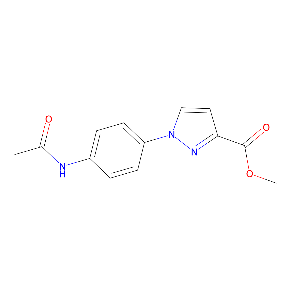 methyl 1-[4-(acetylamino)phenyl]-1H-pyrazole-3-carboxylate molecular structure, CAS 2197063-31-1