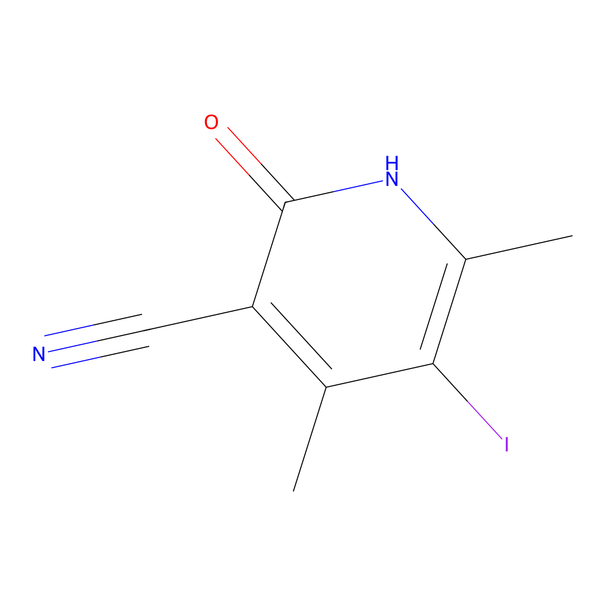 2-Hydroxy-5-iodo-4,6-dimethylpyridine-3-carbonitrile molecular structure, CAS 2197063-35-5
