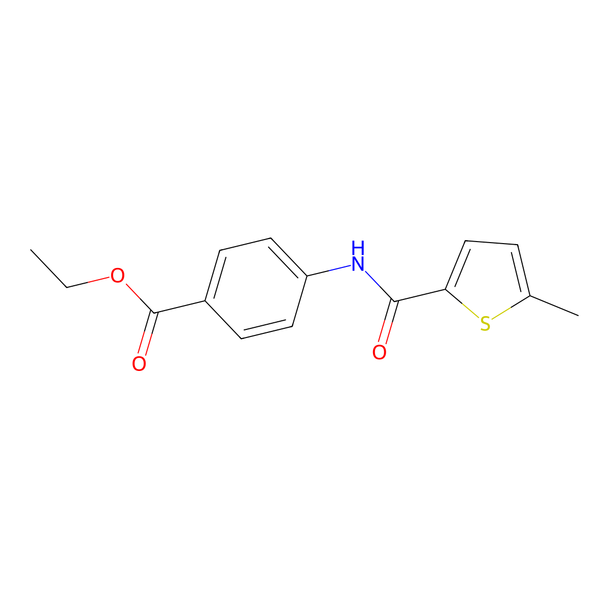 Ethyl 4-{[(5-methylthiophen-2-yl)carbonyl]amino}benzoate molecular structure, CAS 219708-06-2