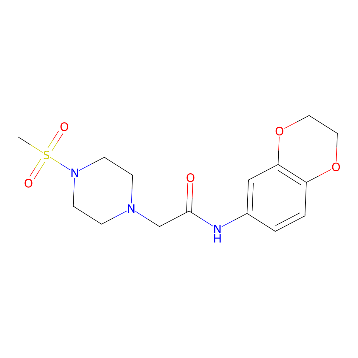 N-(2,3-dihydro-1,4-benzodioxin-6-yl)-2-(4-methanesulfonylpiperazin-1-yl)acetamide molecular structure, CAS 2197080-34-3