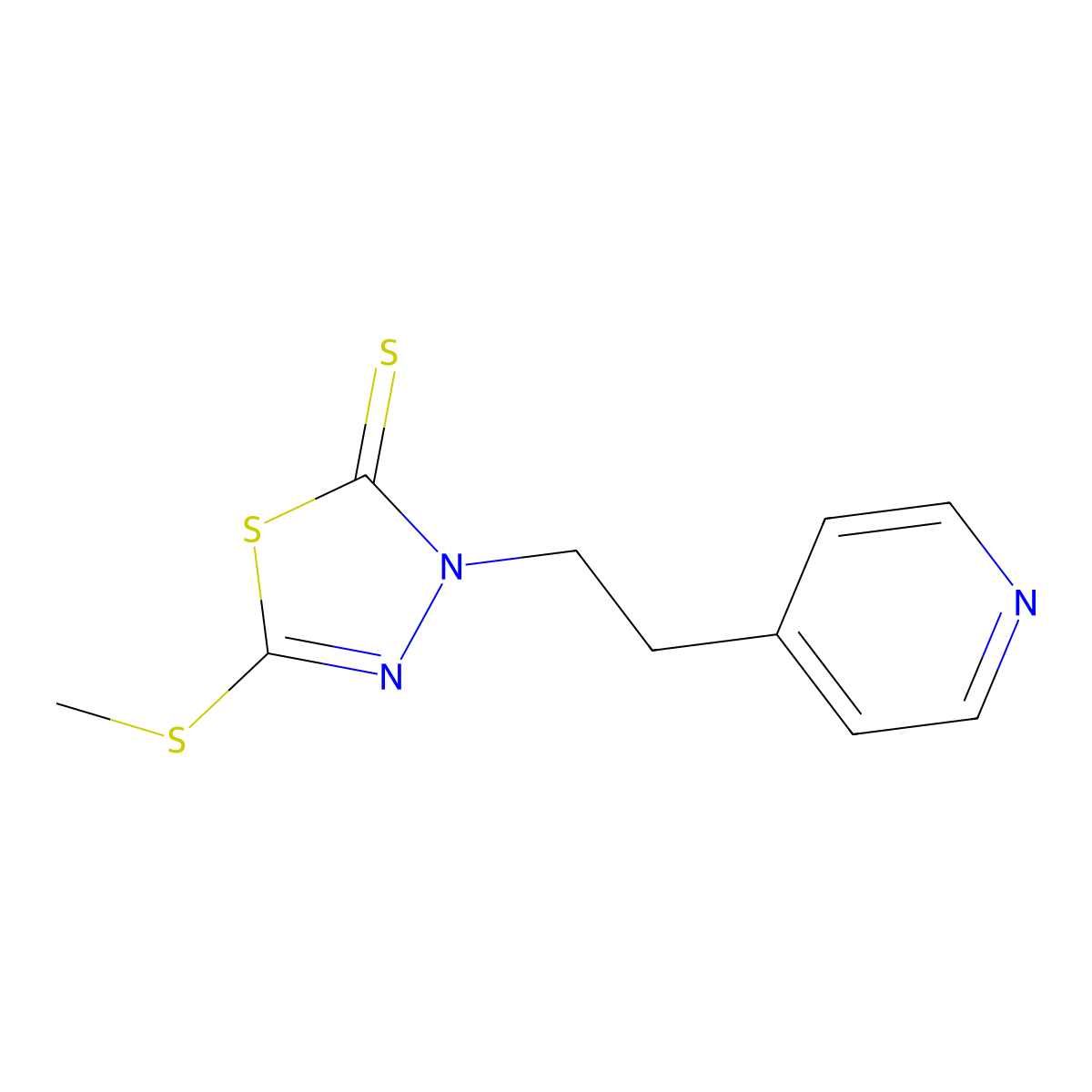 5-Methylsulfanyl-3-(2-pyridin-4-ylethyl)-1,3,4-thiadiazole-2-thione molecular structure, CAS 219709-66-7