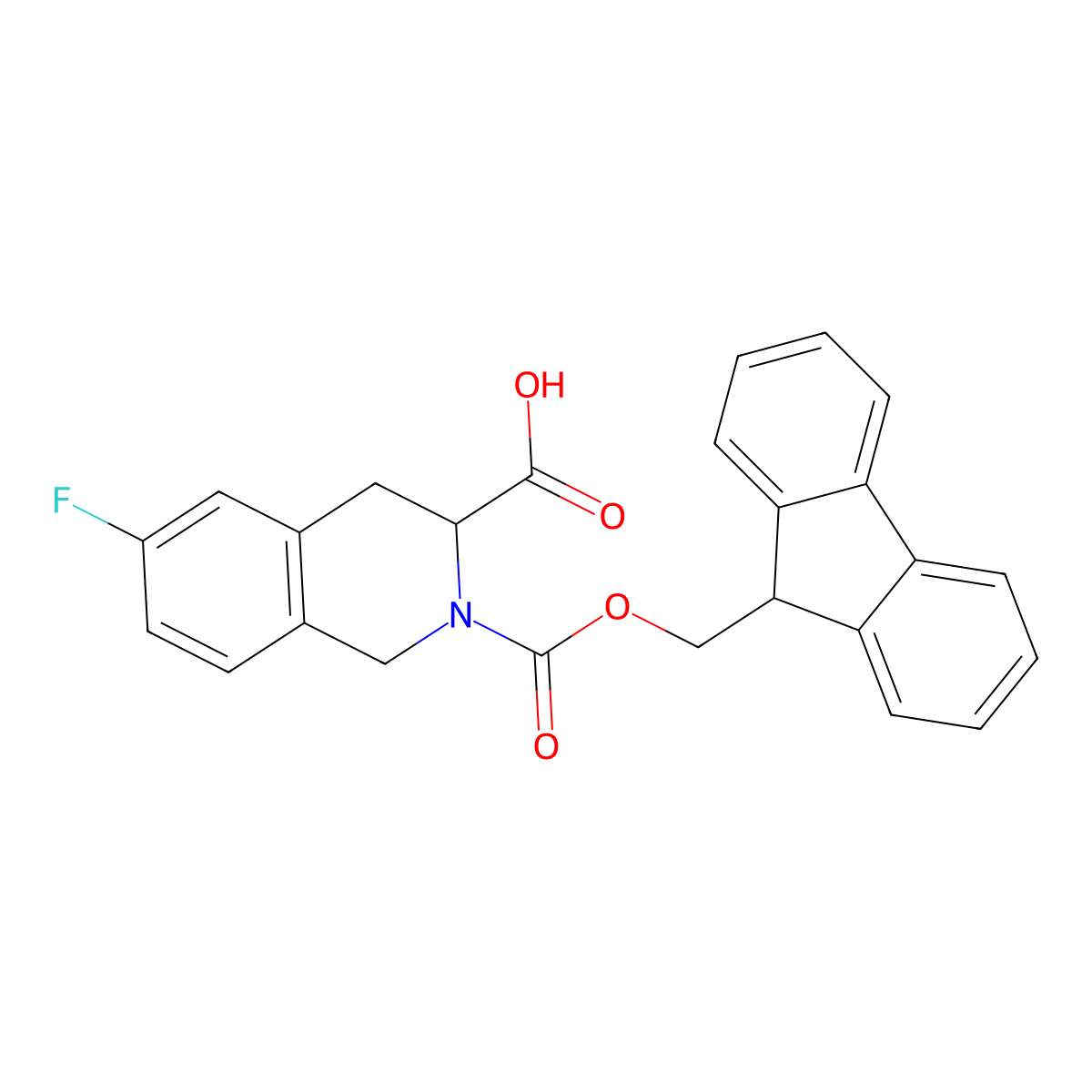 (S)-2-(((9H-Fluoren-9-yl)methoxy)carbonyl)-6-fluoro-1,2,3,4-tetrahydroisoquinoline-3-carboxylic acid molecular structure, CAS 2197160-12-4