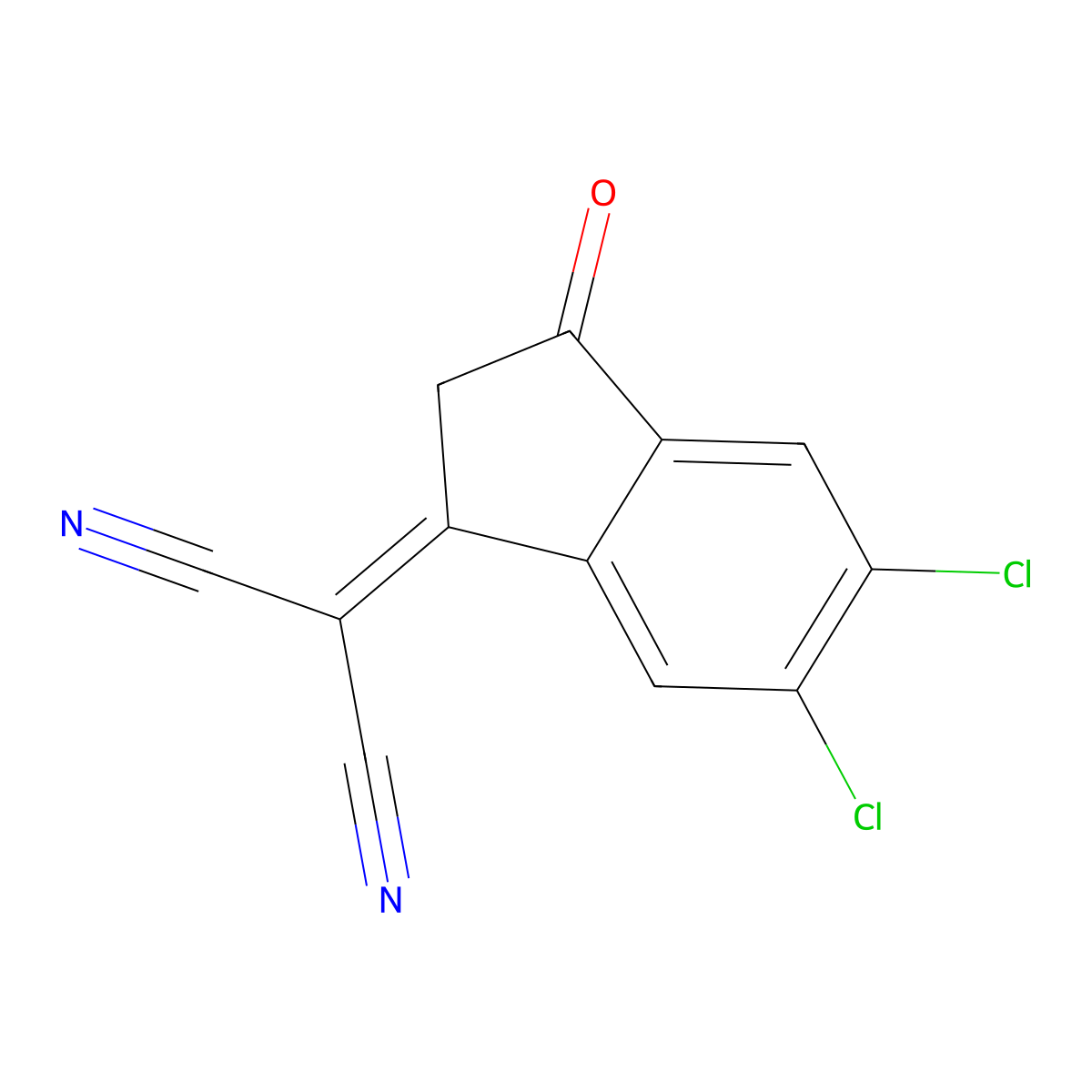 (5,6-DiChloro-3-oxo-2,3-dihydro-1H-inden-1-ylidene)malononitrile molecular structure, CAS 2197167-50-1