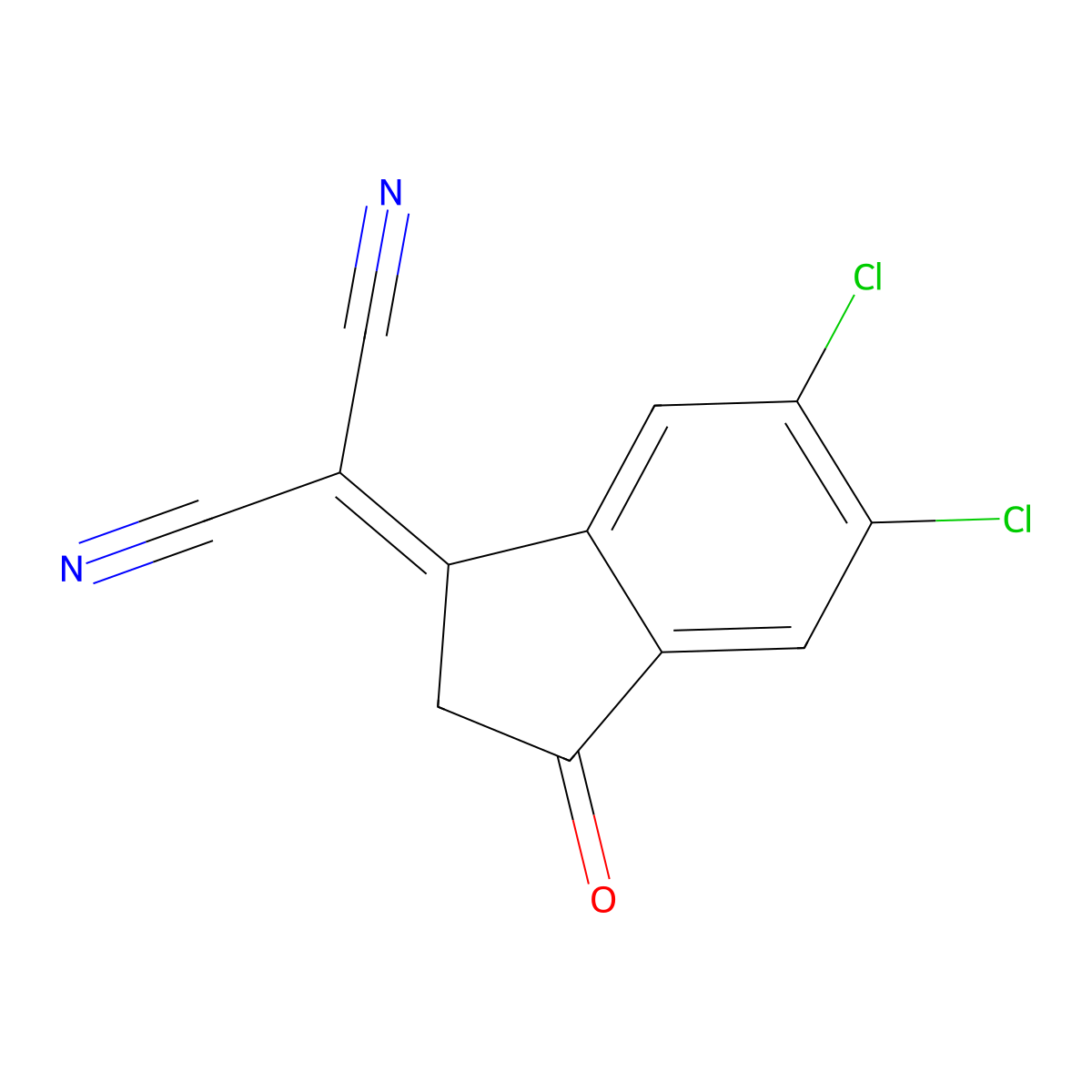 (5,6-DiChloro-3-oxo-2,3-dihydro-1H-inden-1-ylidene)malononitrile molecular structure, CAS 2197167-50-1