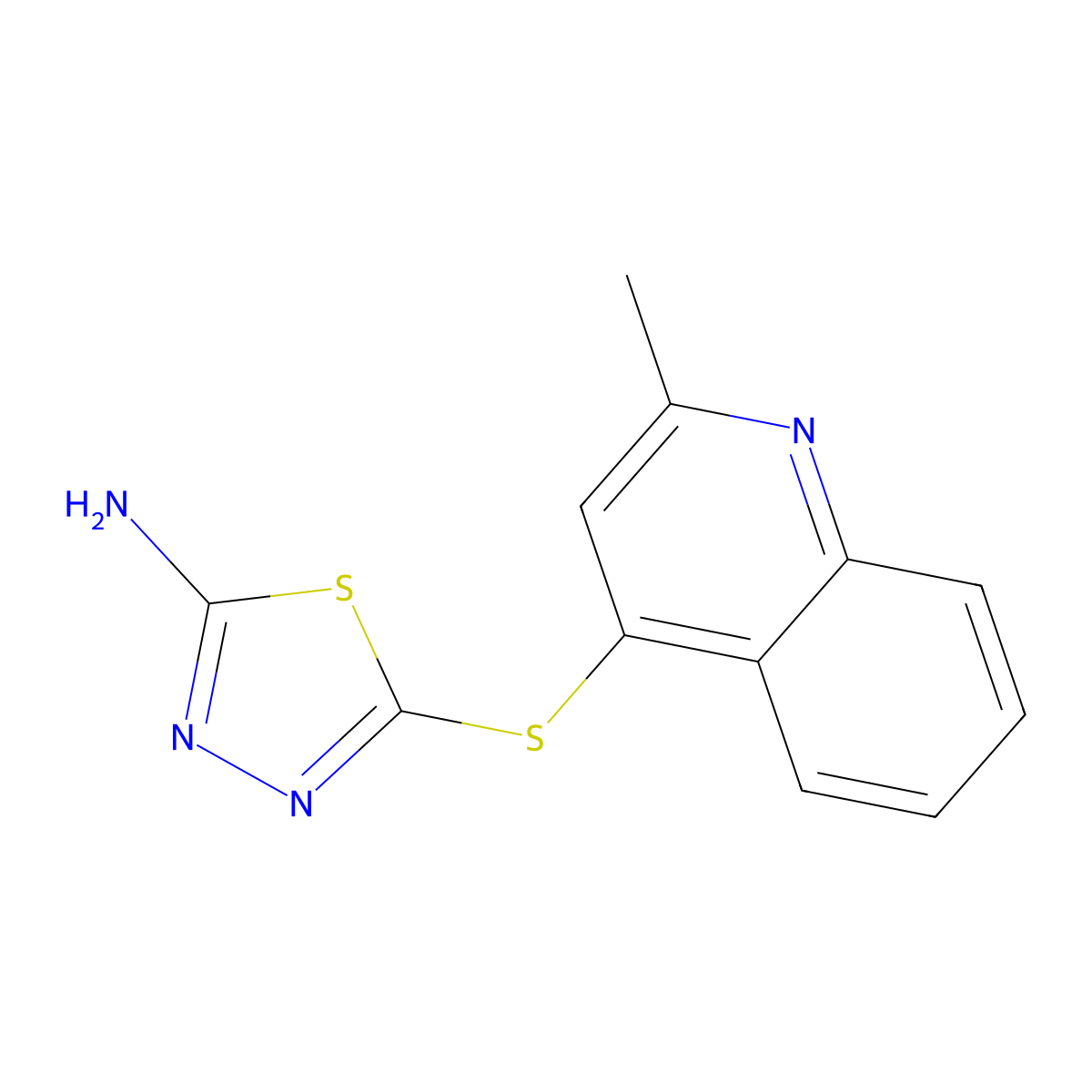5-[(2-Methyl-4-quinolyl)thio]-1,3,4-thiadiazol-2-amine molecular structure, CAS 219719-19-4