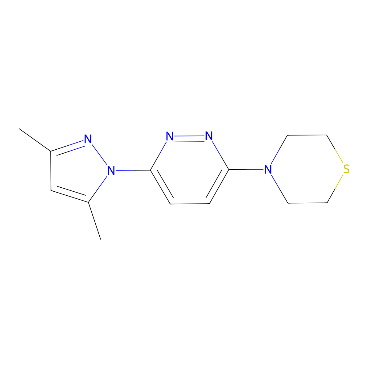 4-[6-(3,5-dimethyl-1H-pyrazol-1-yl)pyridazin-3-yl]thiomorpholine molecular structure, CAS 219719-27-4