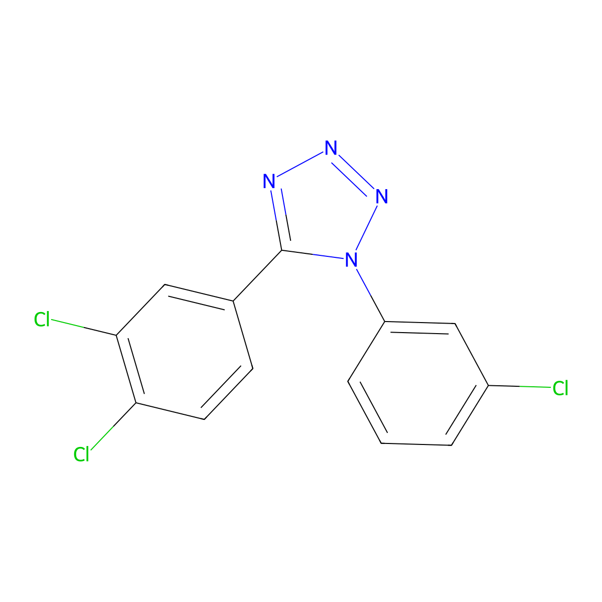 1-(3-chlorophenyl)-5-(3,4-dichlorophenyl)-1H-1,2,3,4-tetraazole molecular structure, CAS 219719-64-9