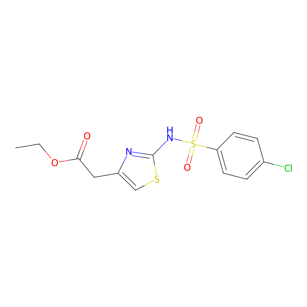 [2-(4-Chloro-benzenesulfonylamino)-thiazol-4-yl]-acetic acid ethyl ester molecular structure, CAS 219719-69-4