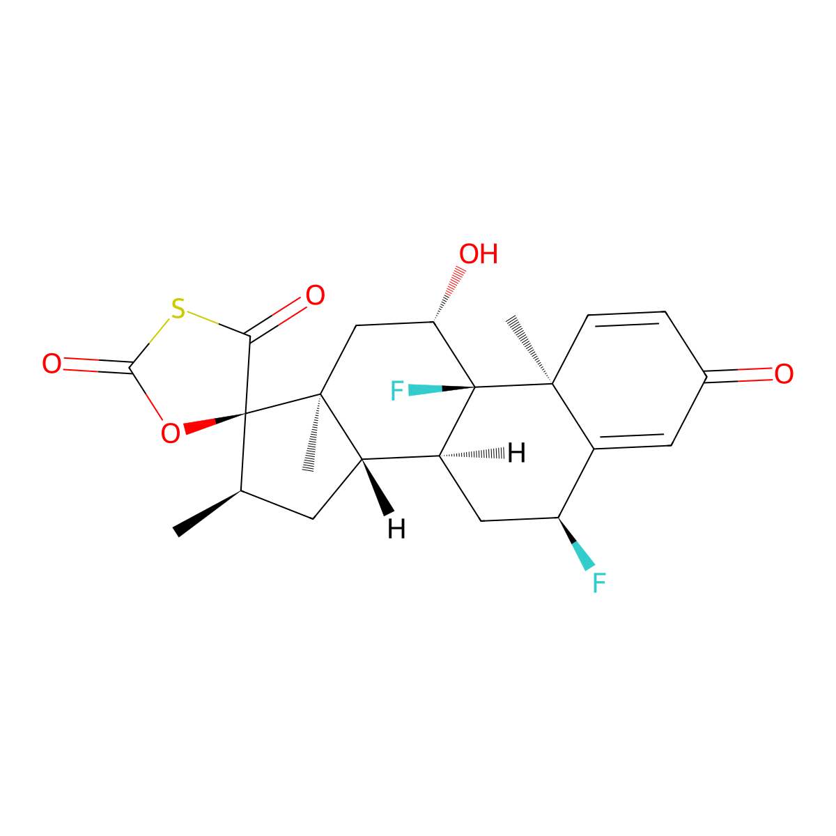 6alpha,9alpha-Difluoro-11beta-hydroxy-16alpha-methyl-2',3,4'-trioxo-17alpha-spiro(androsta-1,4-diene-17,5'-(1,3)oxathiolane) molecular structure, CAS 219719-95-6