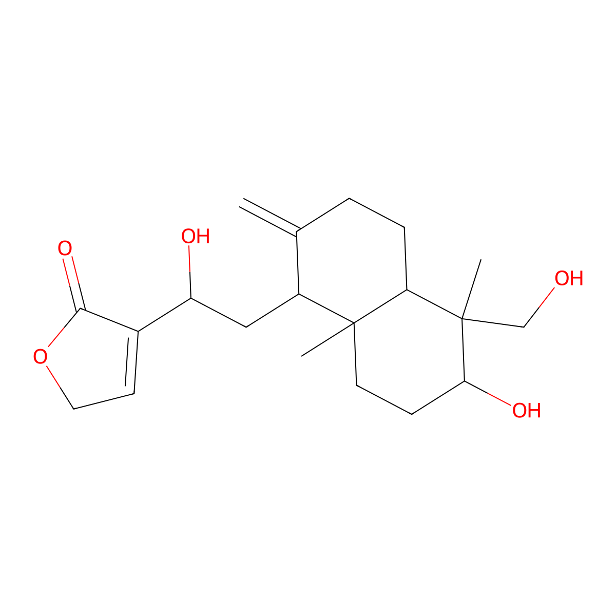 4-((1S)-2-((1R,4aS,5R,6R,8aS)-6-hydroxy-5-(hydroxymethyl)-5,8a-dimethyl-2-methylidene-3,4,4a,6,7,8-hexahydro-1H-naphthalen-1-yl)-1-hydroxyethyl)-2H-furan-5-one molecular structure, CAS 219721-33-2
