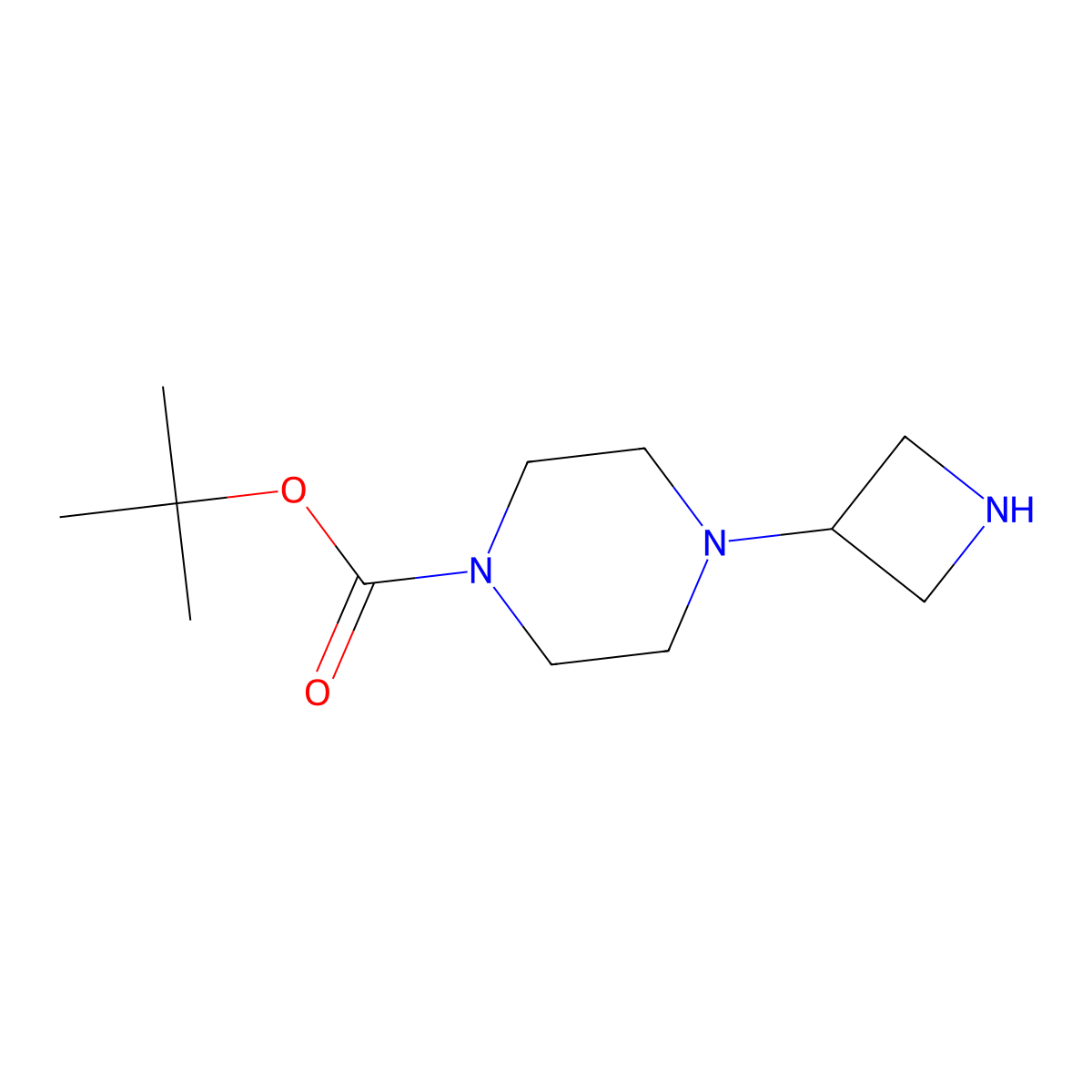 tert-Butyl 4-(azetidin-3-yl)piperazine-1-carboxylate molecular structure, CAS 219725-67-4